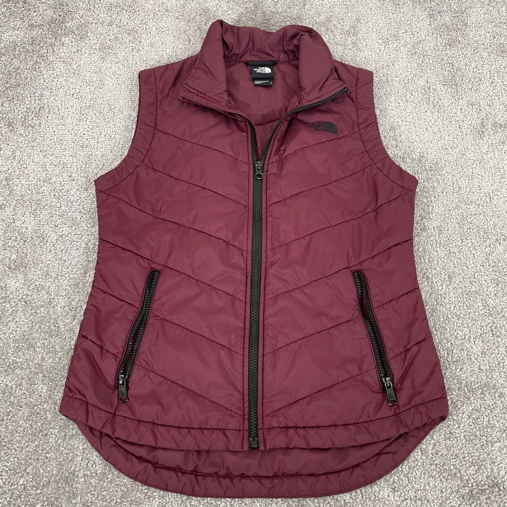 North Face Puffer Vest Womens Small Quilted Burgundy Maroon